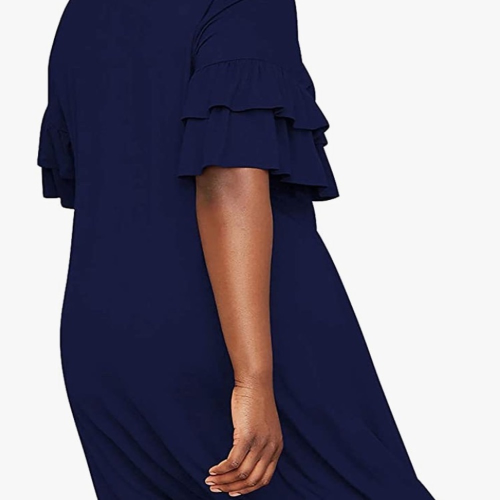 Swing Jersey knit dress with ruffle sleeves